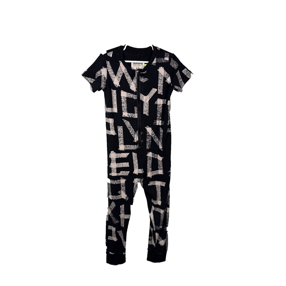NUNUNU Zip Front Footless Long Sleeve Pajamas Sleeper Black 4 5 years Cotton